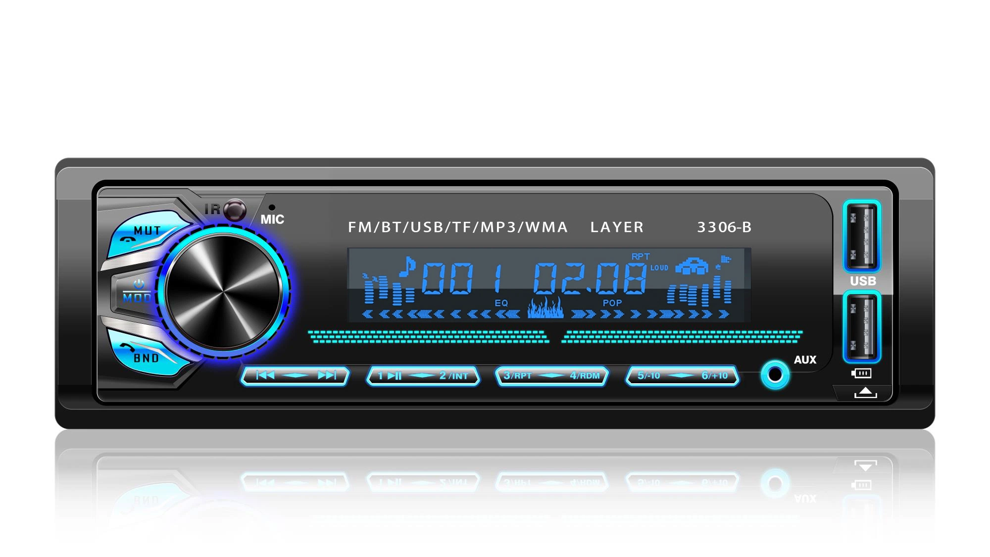 Ein DIN MP3 Player 7 Farben geändert Autorradio mit Bluetooth-Player