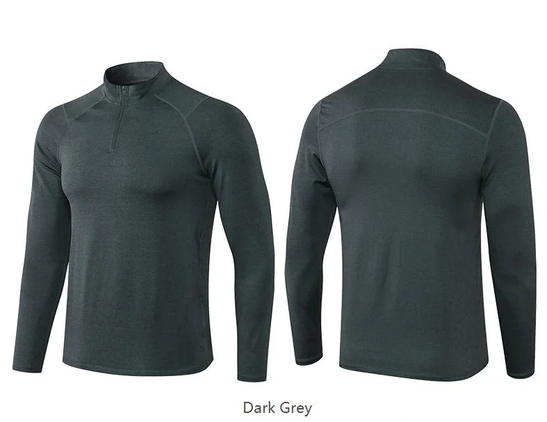 Custom Long Sleeve Half Zipper Training T Shirt Quick Dry Athletic Sportswear