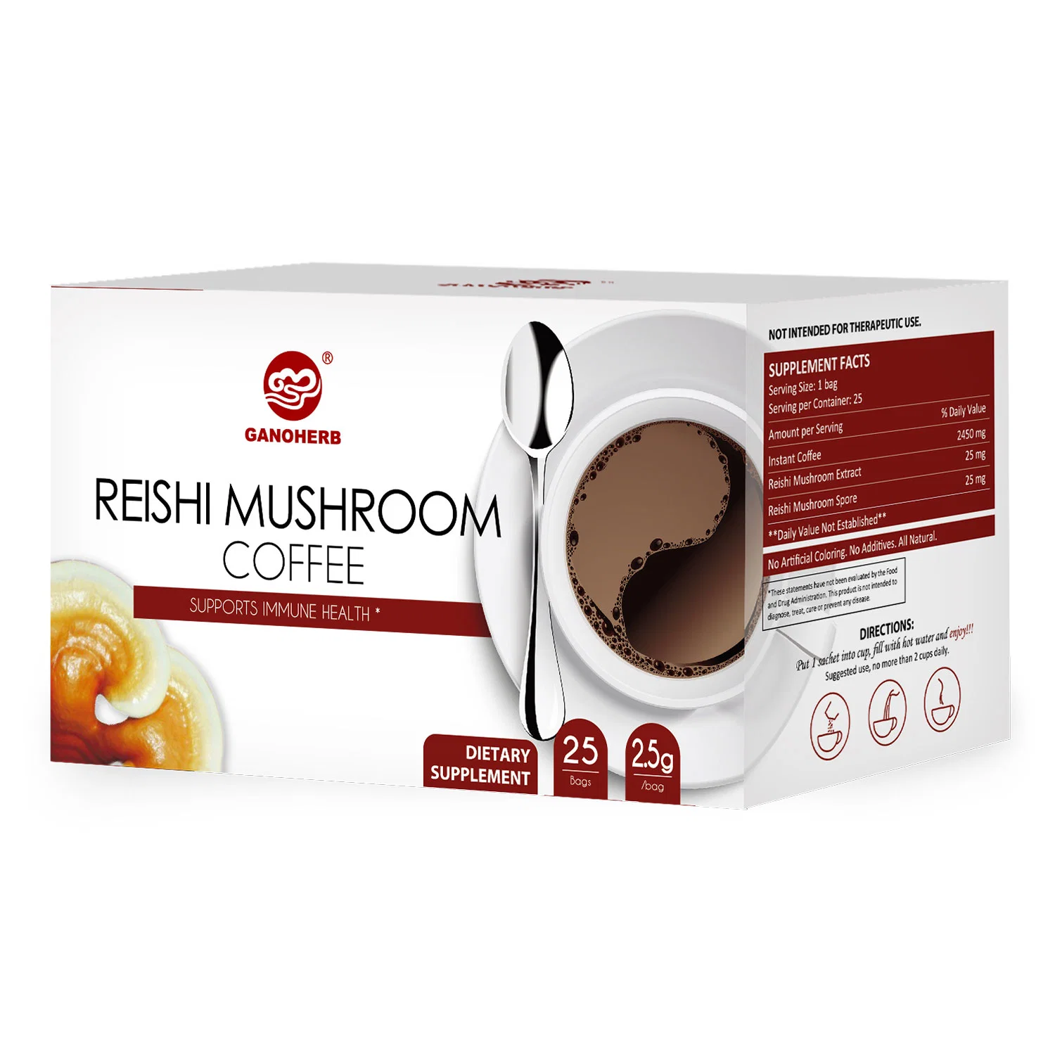 100% Bio-Zertifiziert Ganoderma Pilz Instant Coffee Reishi Black Coffee