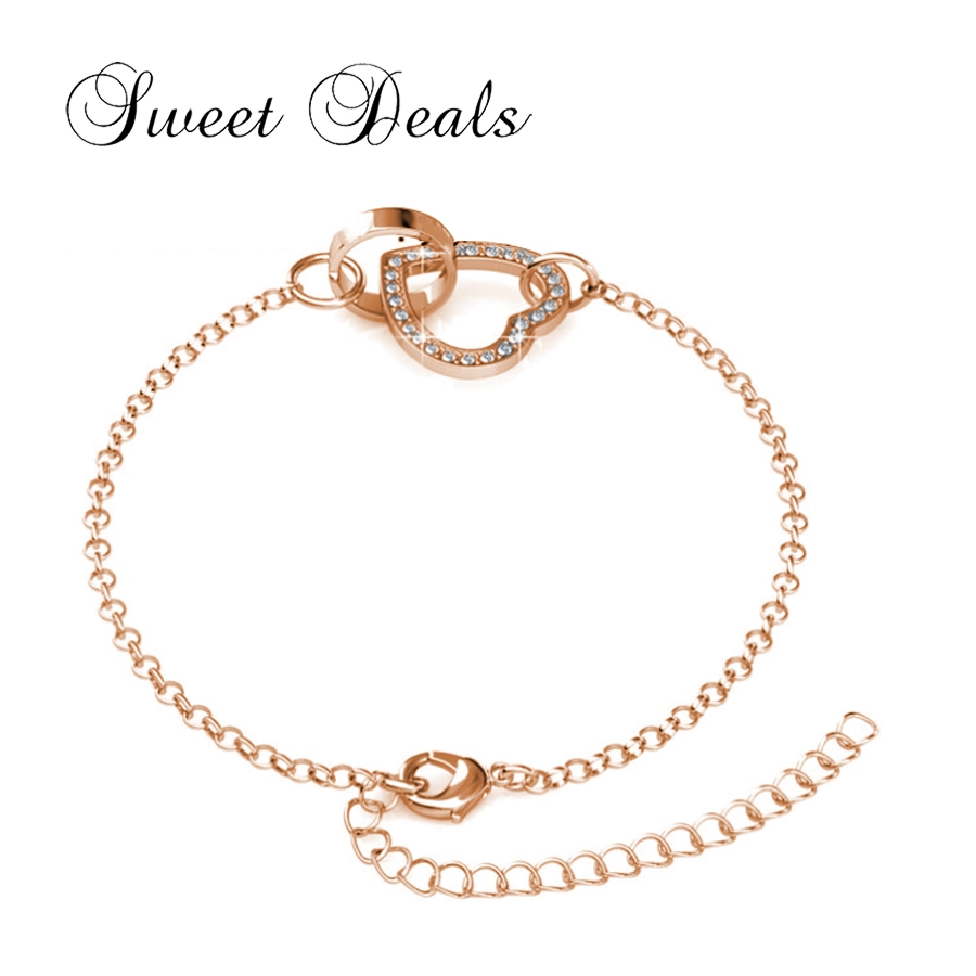 مجوهرات أزياء الموضة الذهبية من نوع S925 Silver Heart Zircon Bracelet 18K