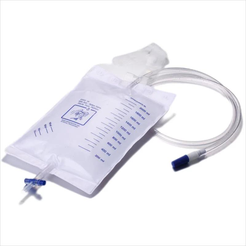 Hospital 2000ml Disposable Economic Urine Drainage Bag with T Valve