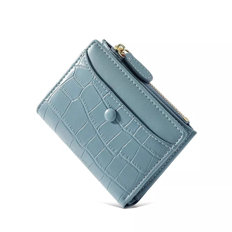 Wholesale Latest Bolsa De Cuero Women Handbag Fashion PU Leather New Designer Women Zippered Purse Short Zipper Ladies&prime; Wallet Stone Pattern Vintage