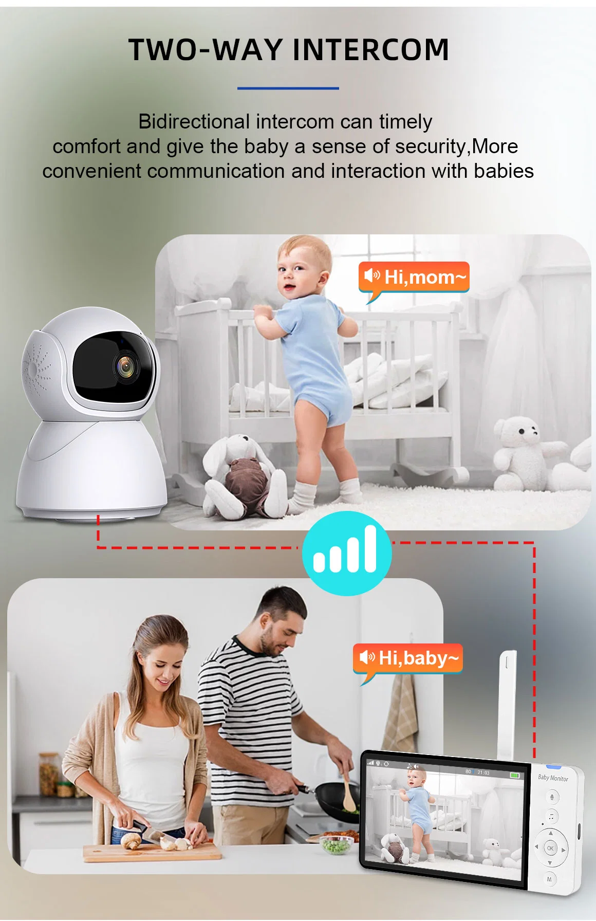 New 5" IPS Baby Monitor with Smart Camera Surveillance Two Way Talk Night Vison LCD Display Baby Monitoring Camera