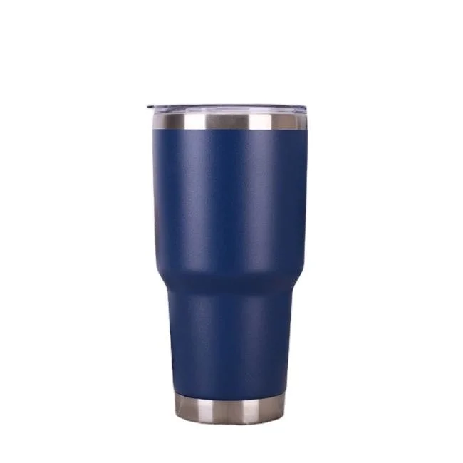 30oz noir Tumbler à double paroi en acier inoxydable Fiole de voyage