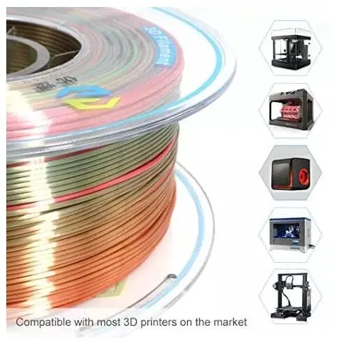 High quality/High cost performance  Wholesale/Supplier Rainbow Silk PLA Filaments 3D Printers Multi-Color Silk Filaments 3D Printing Plastic Rods for Most 3D Fdm Printers 1.75mm Filaments