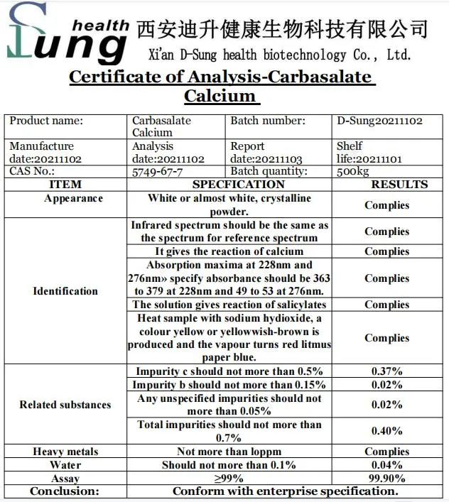 Veterinary Grade Purity Carbasalate Calcium Material Carbasalate Calcium Powder Carbasalate Calcium