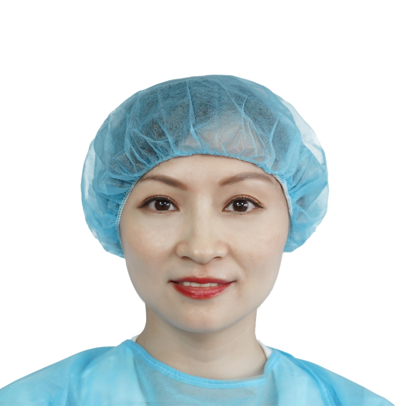 PP Non Woven Disposable Bouffant Round Cap Hair Nets with Elastic for PPE Widely Used in The Lab, Clearoom, Dental and Drug Store