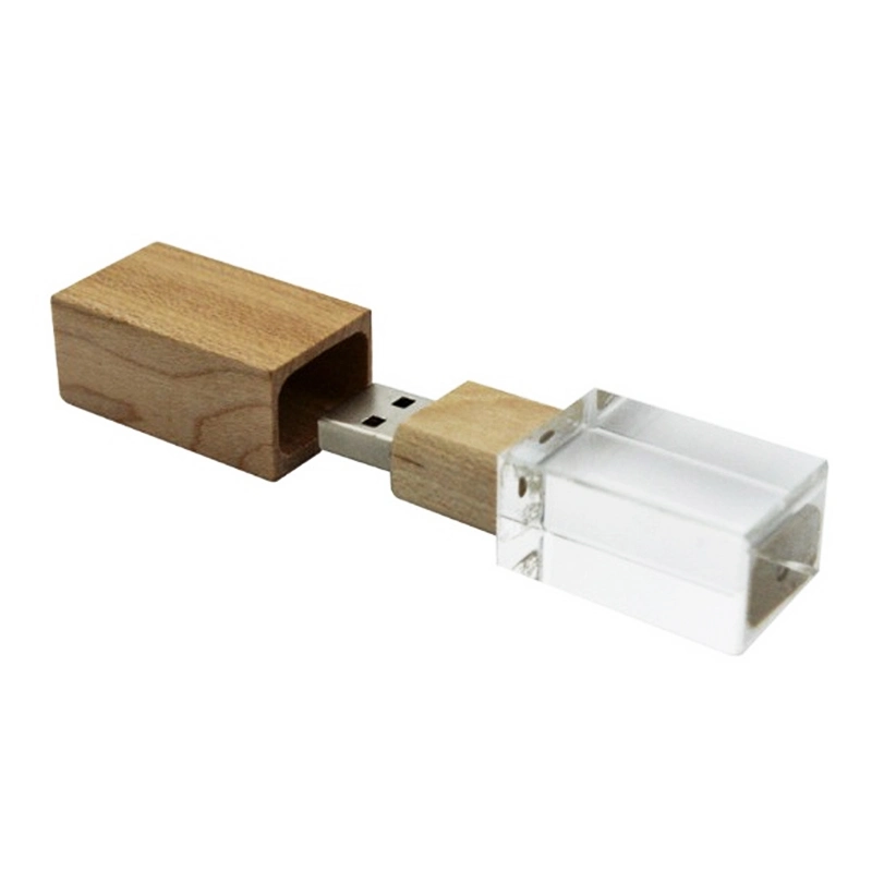 LED-Licht Laser Logo Kristall und Holz USB-Flash-Laufwerk USB Pen Drive USB Stick USB Disk Flash Drives