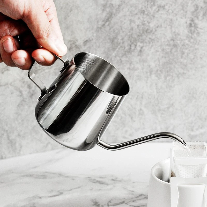 Hot Selling Multi-Functional and Easy-to-Clean Stainless Steel Silver Coffee Tea Tools Swan Neck Kettle