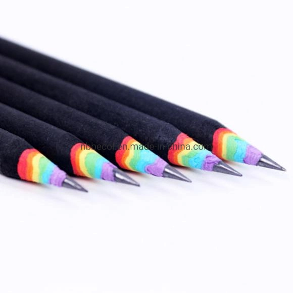 Promotional 7 Inches Rainbow Paper Pencil with Color Pencil Paper Box Package