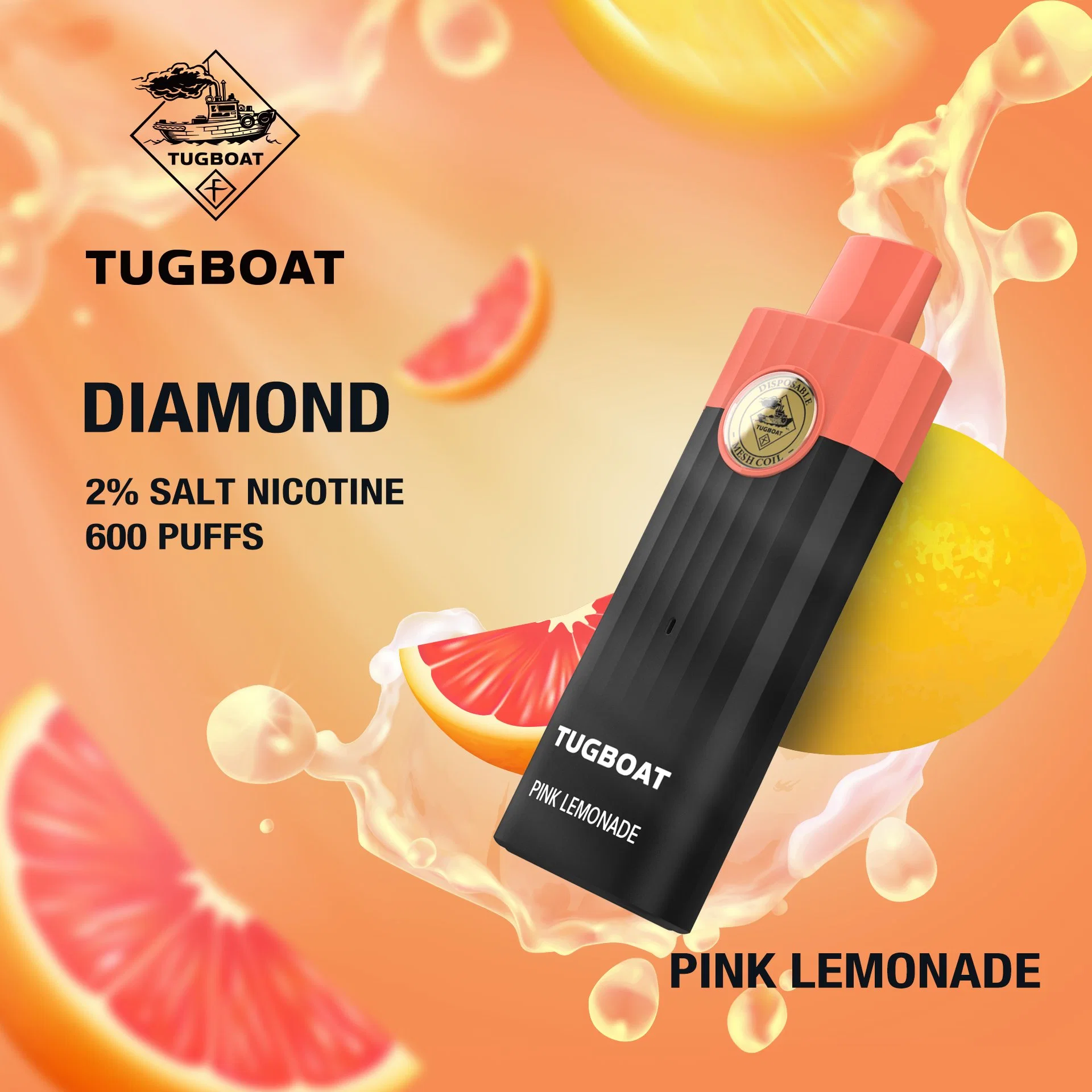 Can Be Customized Tugboat Diamond 600puffs E-Cigarrette Best Disposable/Chargeable Vape for Clouds