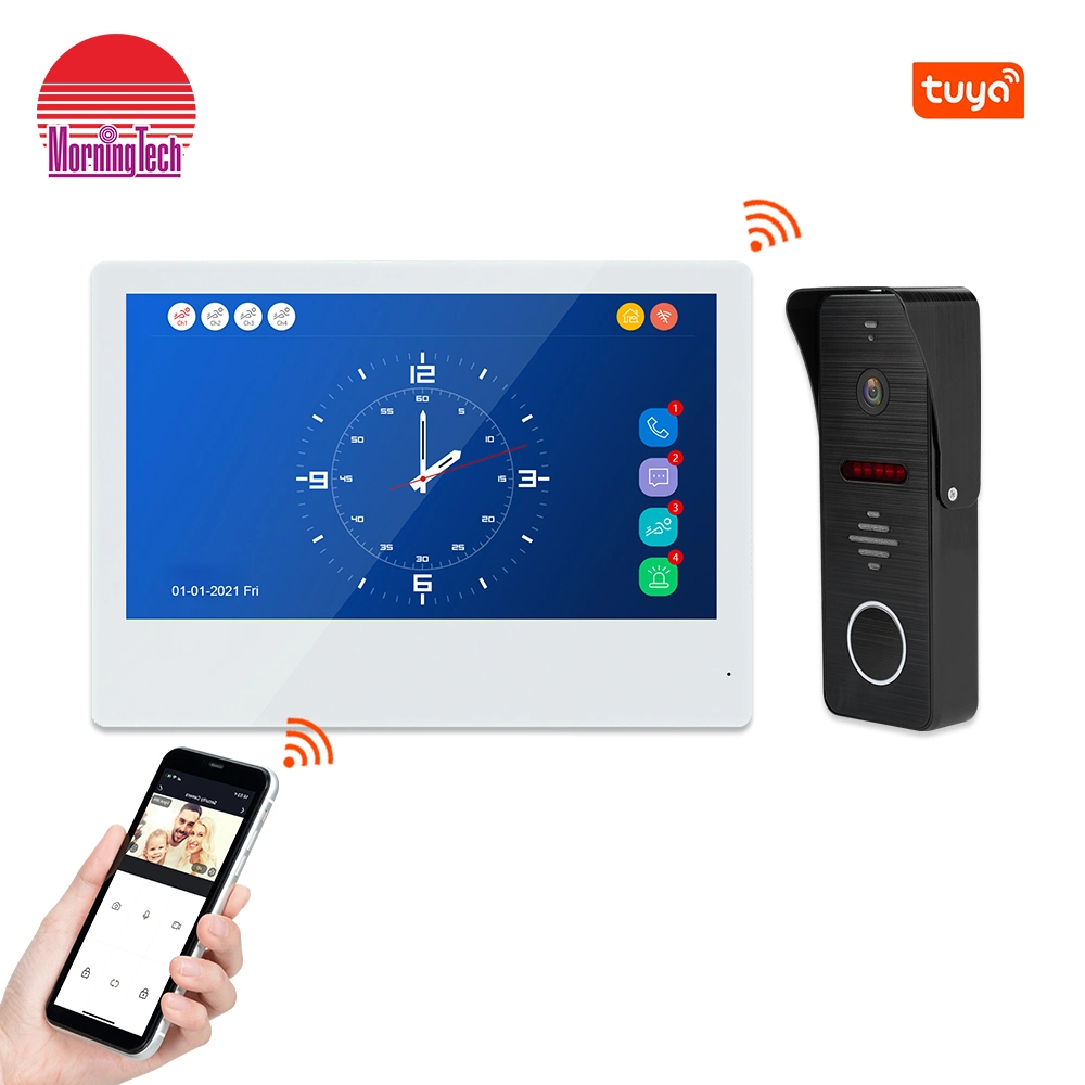 Villa 10" 4 fio Vídeo porta Telefone Intercom Smart Touch Sistema de intervenha com porta com fios para interfone de ecrã Visiophone