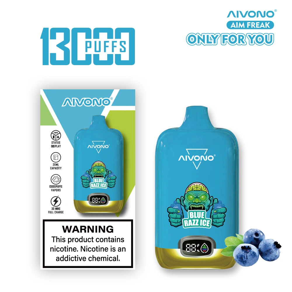 Aivono Vape 13000 Pugs شاشة LED التفائف الرقمي Mod Disposable Vape مقابل Randm Vape 12000 مافز E Cig بالجملة Electric ظرف السجائر