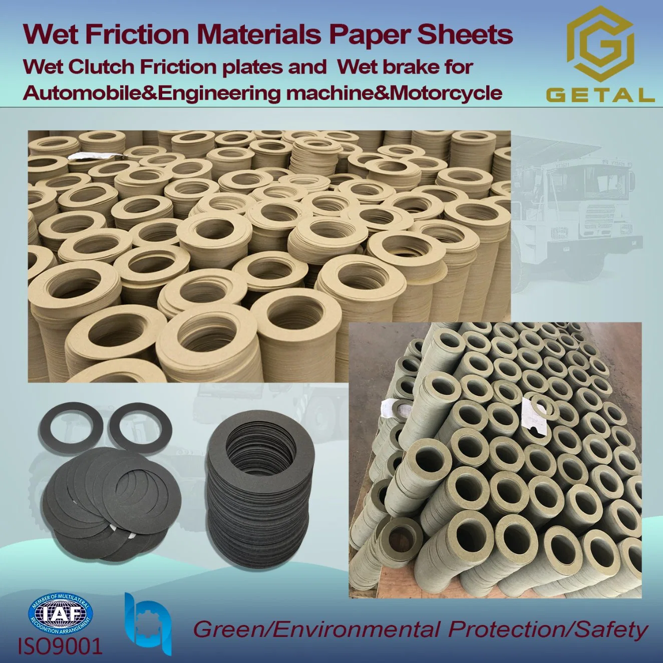 Auto partie Paper-Based humide en fibre de carbone des matériaux de friction de frein et embrayage