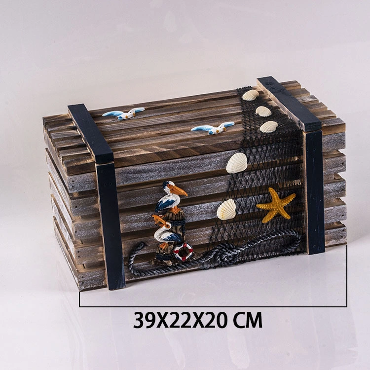 Marine Style Storage Box Decor Mediterranean Wooden Crafts