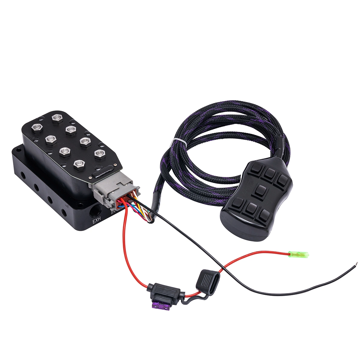 12VDC 4 Corner Manifold Valve Air Suspension 2.5meter 7 Buttons Manual Switch Controller