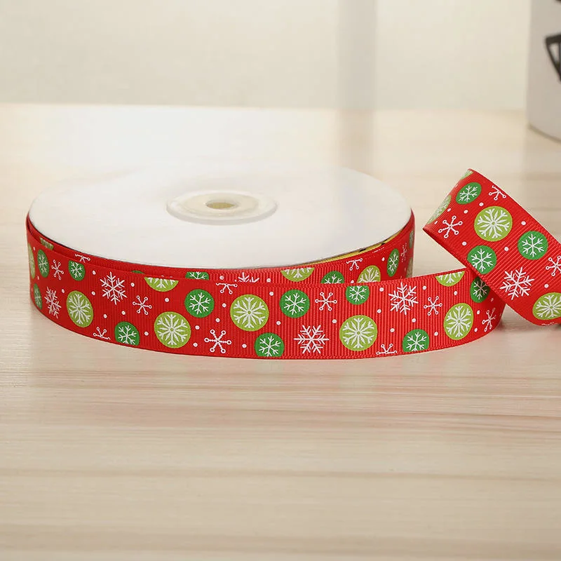 Merry Christmas Ribbon Pattern Snowflake Gingerbread Man Wired Edge Decoration Gift Packing Ribbon for Holiday Christmas Party