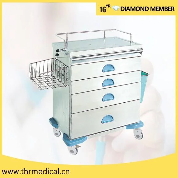 Hospital Luxurious Stainless Steel Trolley Medical Anesthesia Cart (THR-ZY104-II)