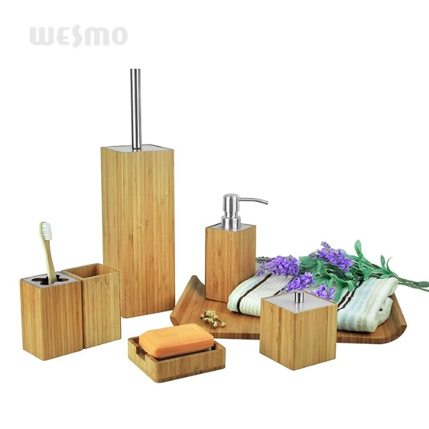 منتج ملحقات الحمام المنزلي لفندق Bamboo Wood صديق للبيئة مجموعة حمامات
