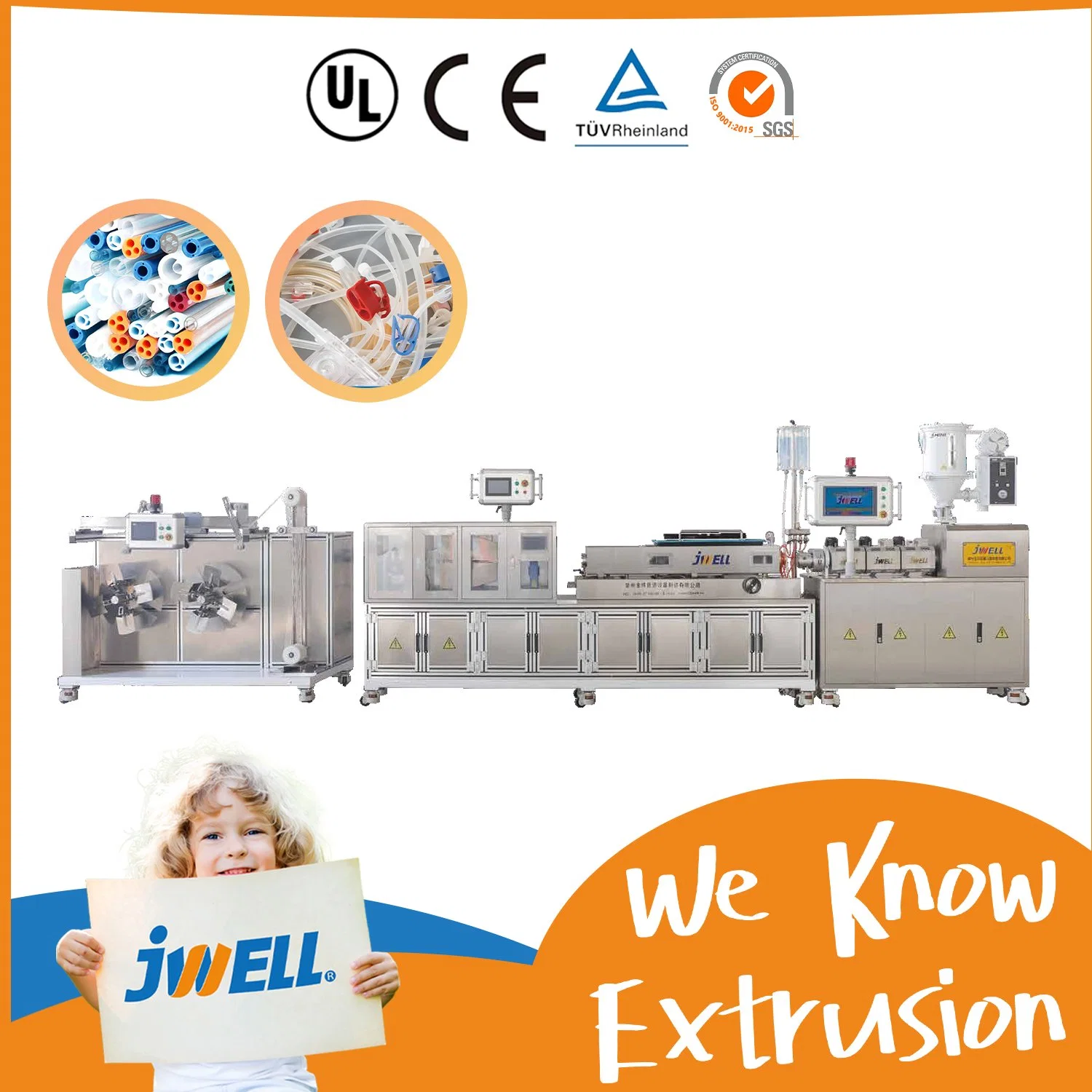 Jwell Medical Pipe Extrusion Line/Plastic Tube Extruder PVC/TPU/EVA Hose Making Machine