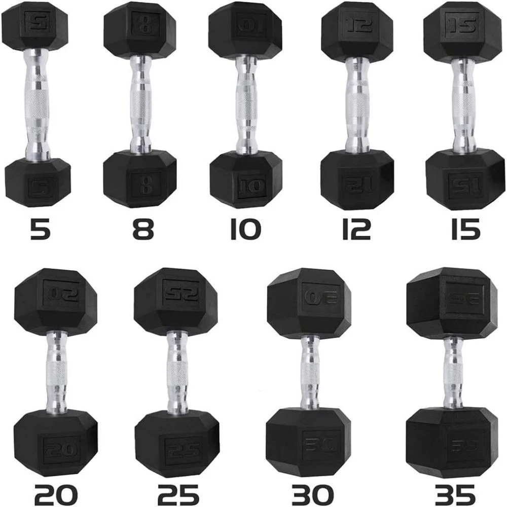 Fabricante pesos Fitness Ferro fundido Dumbell ginásio levantamento de peso Hex em borracha com haltere