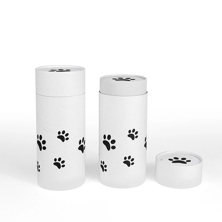 Mayorista Firstsail Paw Print Bio papel Cinerary Gato como mascota Mar urna cremación urnas de cenizas del entierro del tubo de dispersión de funeral