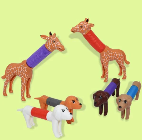 Noise Macher Giraffe Stress Relief Frühling Sensorische Squueze Stretch Dog Fidget Pop Sound Neuheit Flexible Spielzeug Werbegeschenk