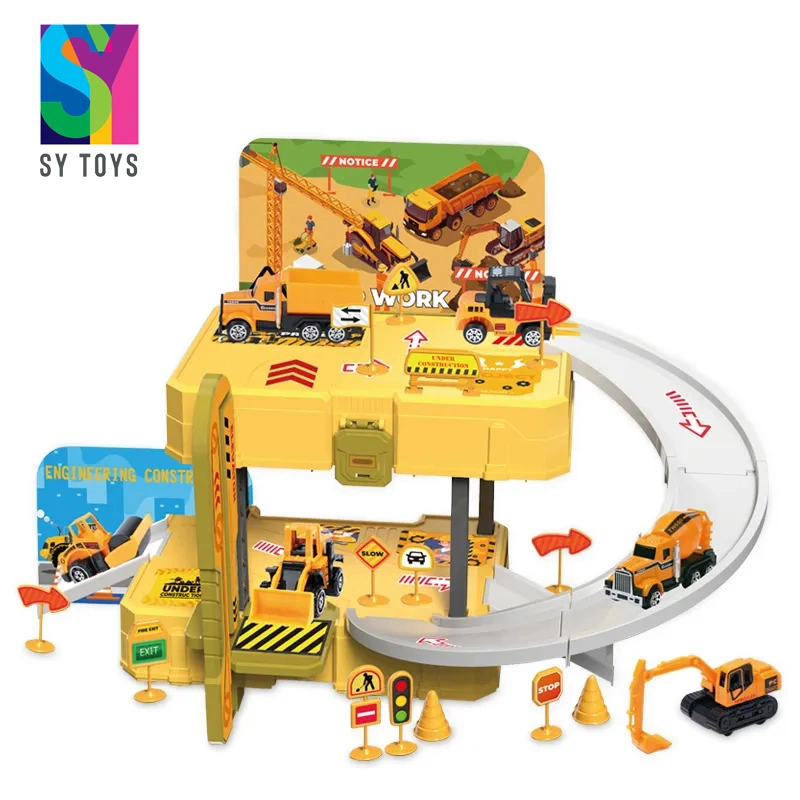 Sy Funny Assembling Storage Alloy Parking Lot Play Set Diecast Model Car Construction Race Car Slot Play House Toys for Kids