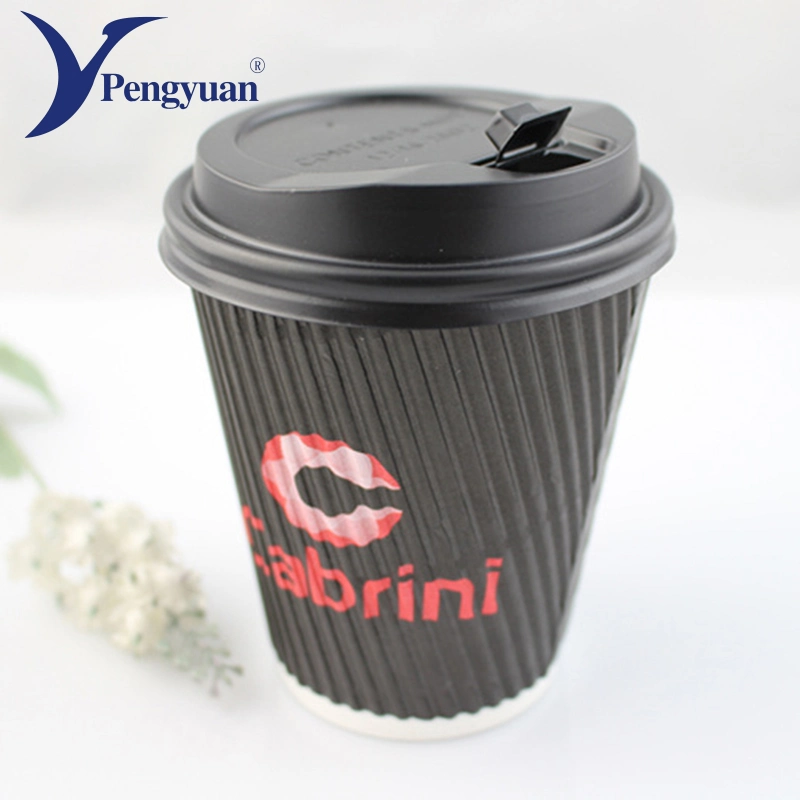 Wholesale Colorful Promotional Ripple Wall Paper Cups with Lids