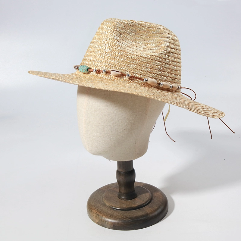 Women Beach Hat Custom Shell British Top Jazz Wheat Panama Straw Hats