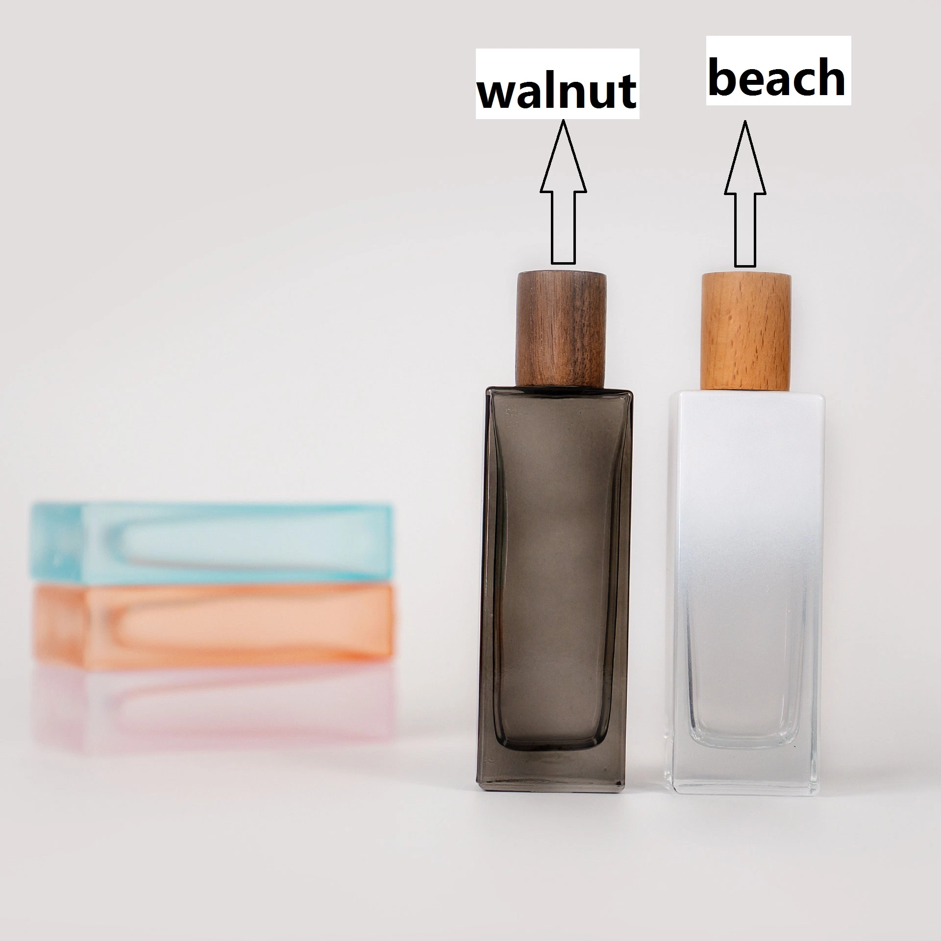Wooden Cap Colorful Glass Perfume Bottle Thin Glass Water Spray Bottle Vials Empty Cosmetic Containers for Travel
