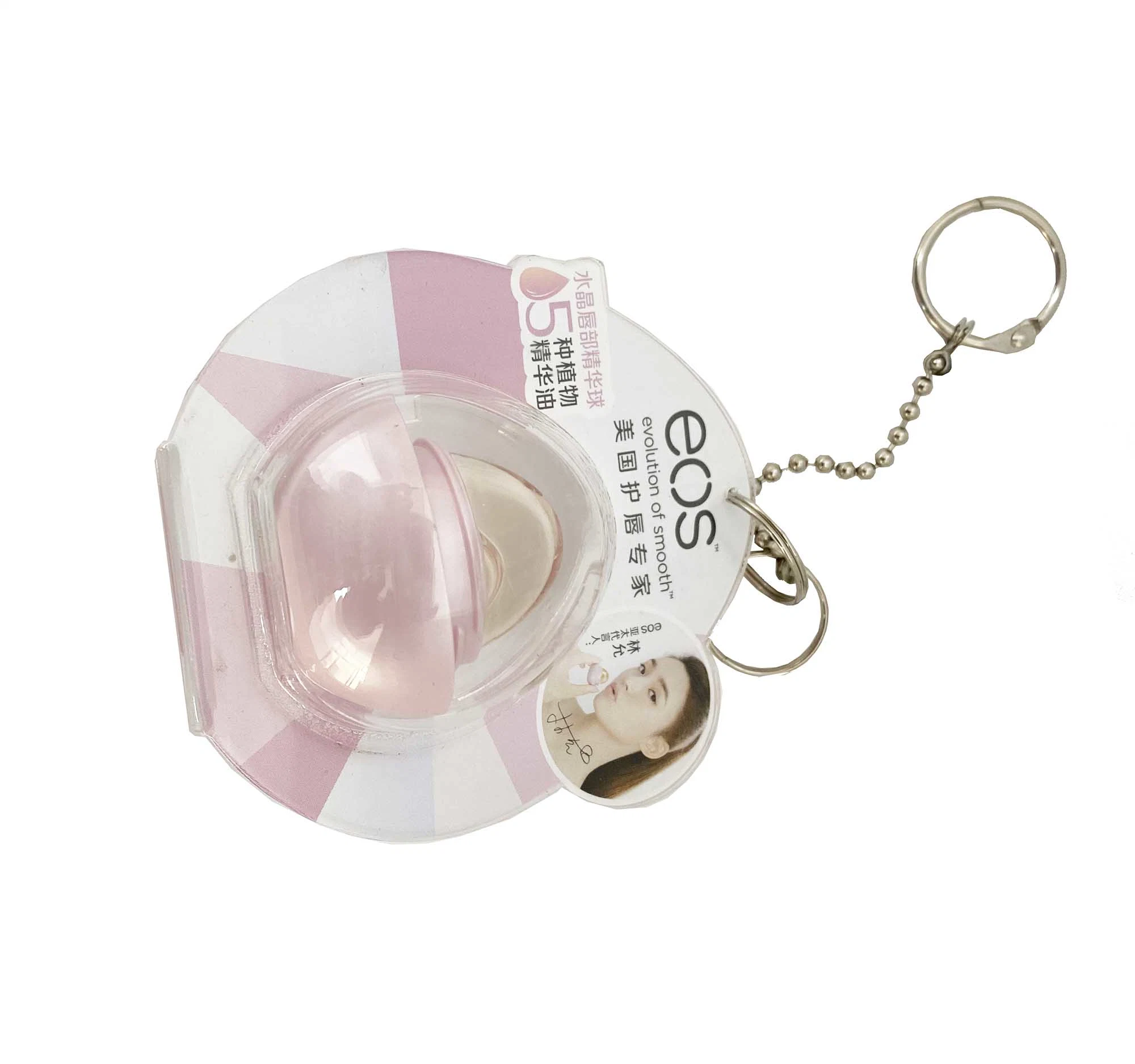 Cute Girl Like Pink Color Cosmetic Customized Acrylic Key Ring for Packaging and Retail