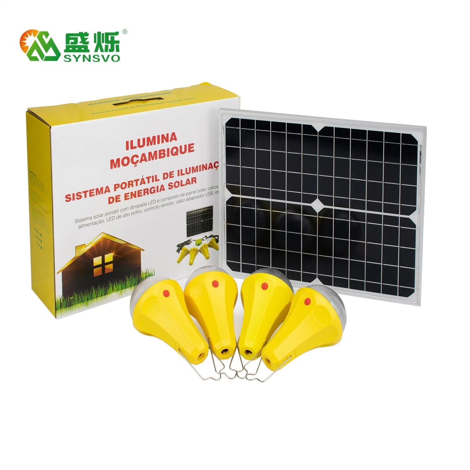 Synsvo Solar Power LED Lamp Torch & Flashlight Kit 4*3W Solar Panel Light Solar Power Station