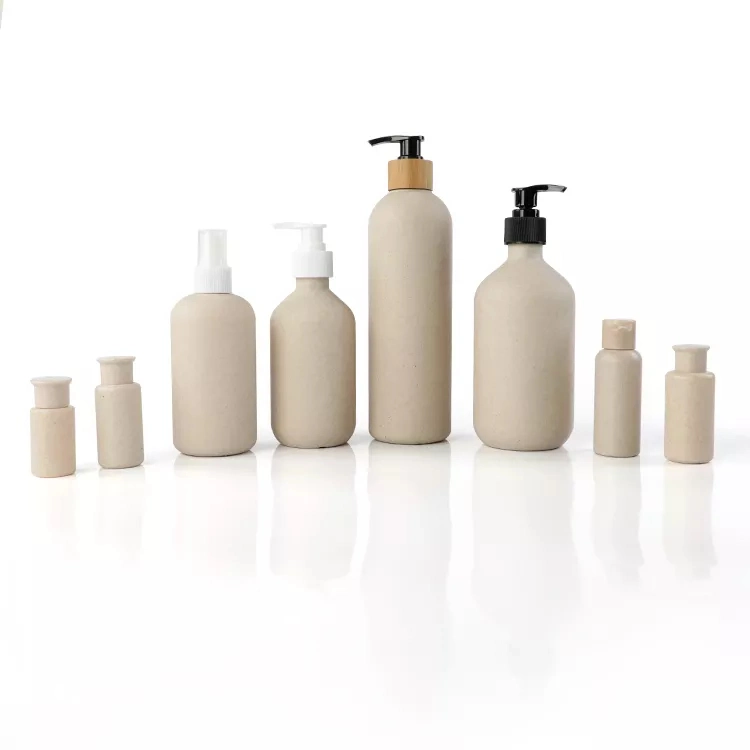 Reusable Empty Cosmetic Container Wheat Straw Plastic Biodegradable Shampoo Bottles