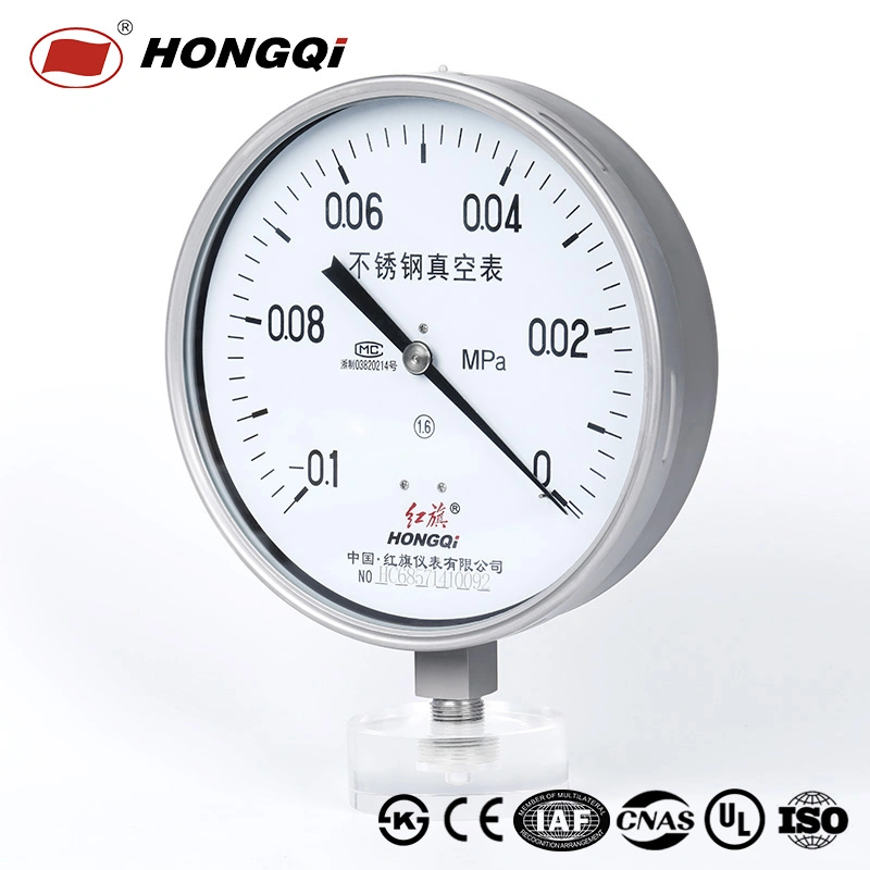 Hongqi 200 mm (8") Stainless Steel Case Vacuum Pressure Gauge with Laser Welding and Bezel Ring