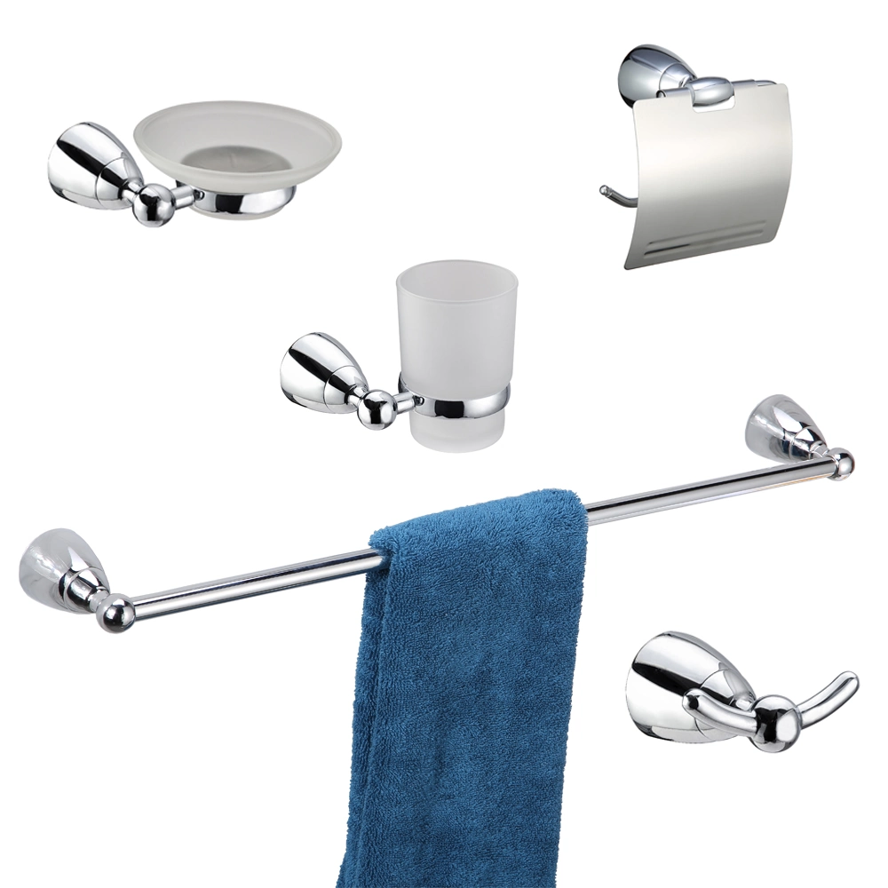 China Home 6 PC Modern Toilet Hardware Set Luxury Zinc Alloy Sanitary Fittings and Bathroom Decor Accessories Shower