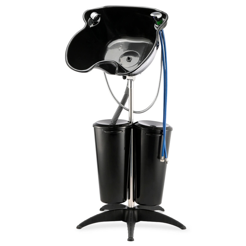 Portable Plastic Shampoo Unit with Electric Pump with 2 Bucket and Drain Hoses Basin Height Adjustable Barber and Stylist Hair Salon Accessories