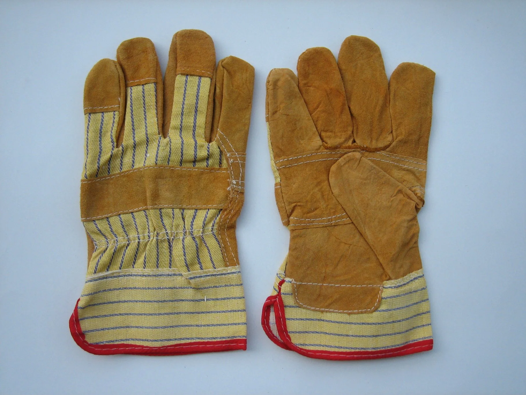 Yellow Cow Split Leather Patched Palm Glove Cotton Back Leather Work Glove