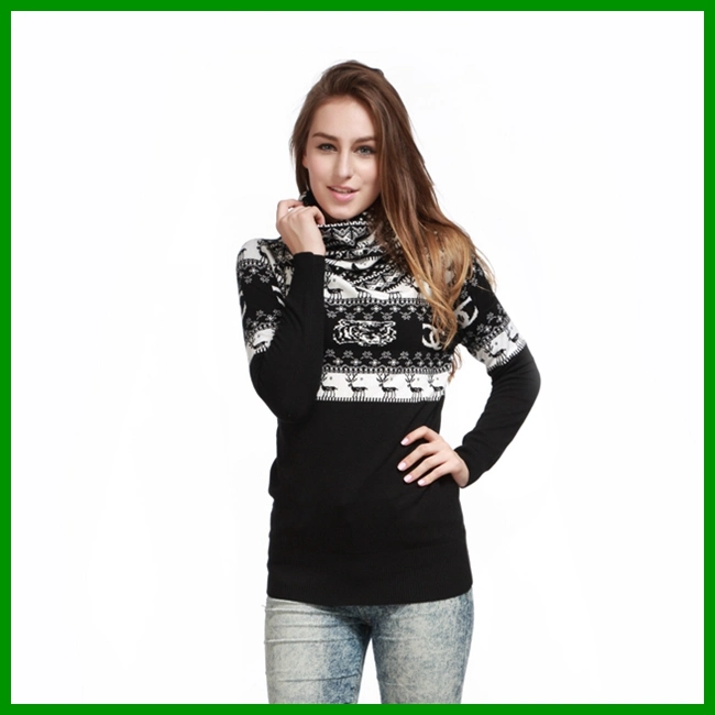 OEM Service Knitted Wool Ladies Slim Fit Sweater with Cheap Price