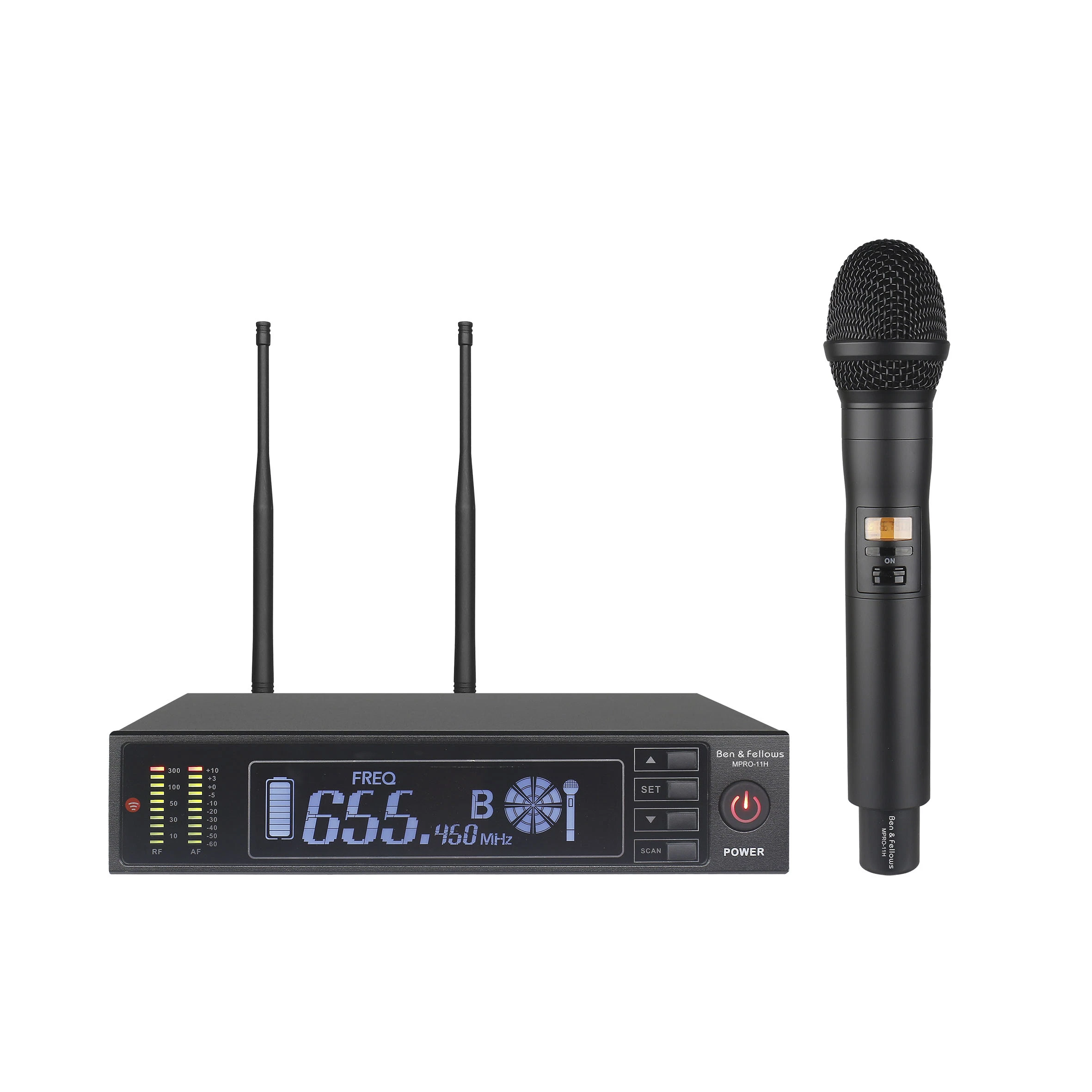 Microfone portátil profissional sem fios de canal único com banda larga FM para Karaoke KTV