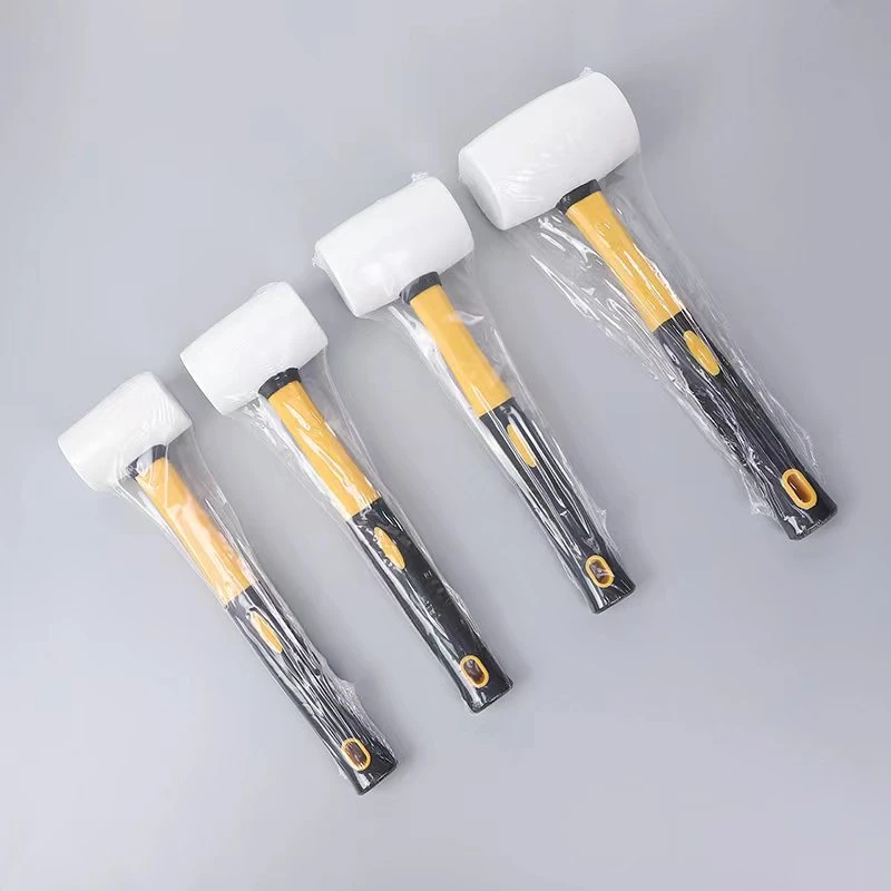 Fiberglass Handle White Double-Headed Rubber Head Rubber Sledge Rubber Hammer