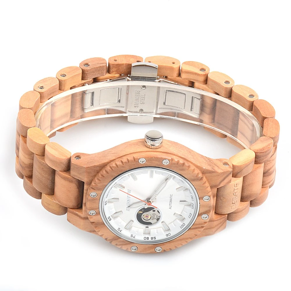 Montre mécanique en bois avec boîte pour hommes et femmes Montre personnalisée pour femme