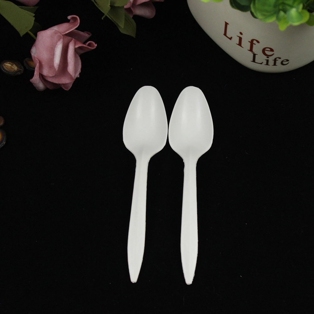 Cubiertos de plástico desechables 145mm de longitud Cuchara de plástico PS blanca personalizada para llevar.