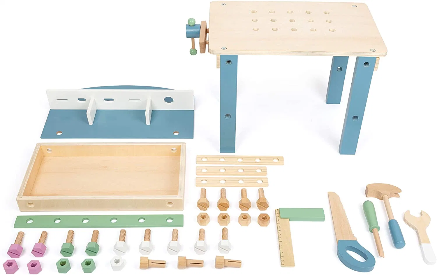 Wooden Toys Compact Nordic Workbench Complete Play Set