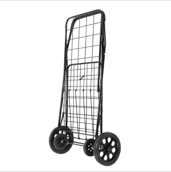 China Durable Metal Foldable Rolling Shopping Trolley Cart Supermarket Equipment