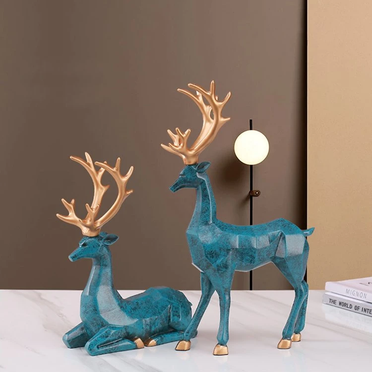 Resina Animal Home Deer Sculpture Figurine Craft Study Bookcase decoration