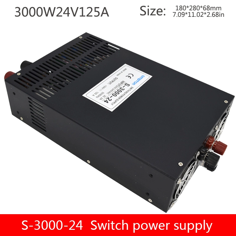 S-3000-24V Adjustable Voltage High DC LED Power Switching Supply 3000W AC to DC 24V 125A 12V 62.5A