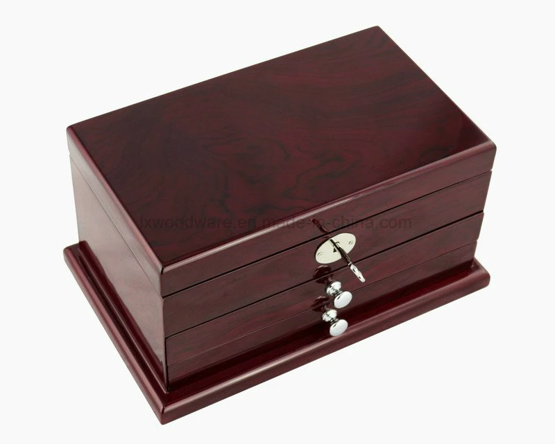 Dark Brown Glossy Piano Finish Wooden Jewellery Storage Gift Box