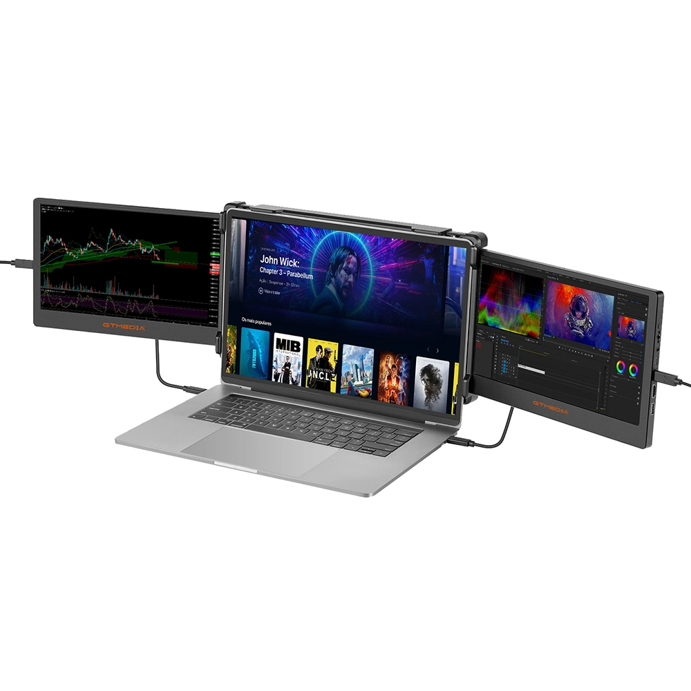 Gtmedia Mate Dual-Screen X, portable, écran portable triple moniteur Extender, 11,6 pouces FHD 1920*1080 IPS, écran HD avec HDMI*2*1++USB de type C*1