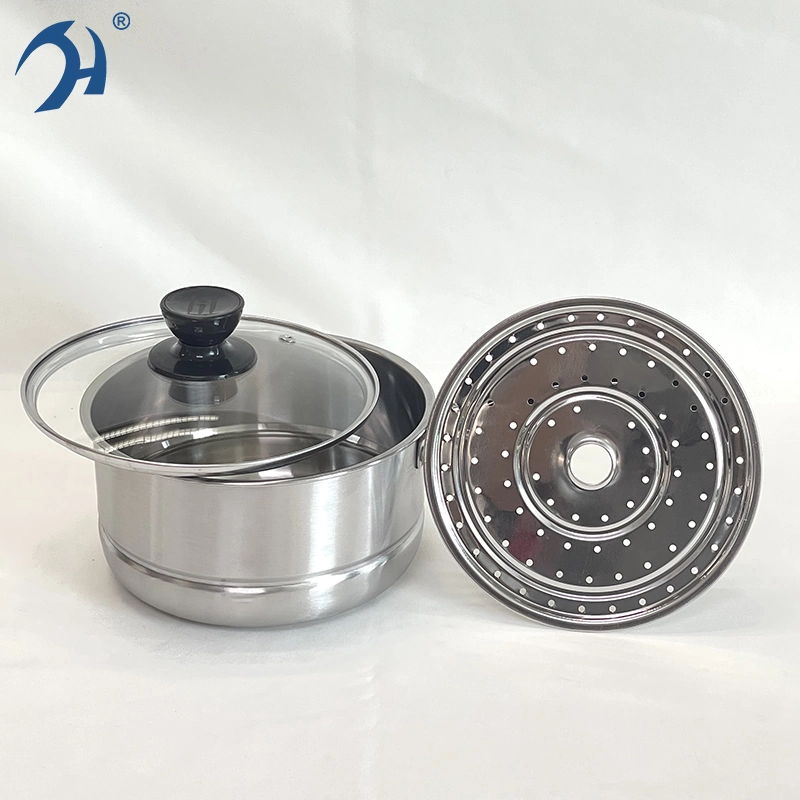 2024 Hot Sale Stainless Steel Sauce Pot Glass Lid Kitchen Appliance with Steamer